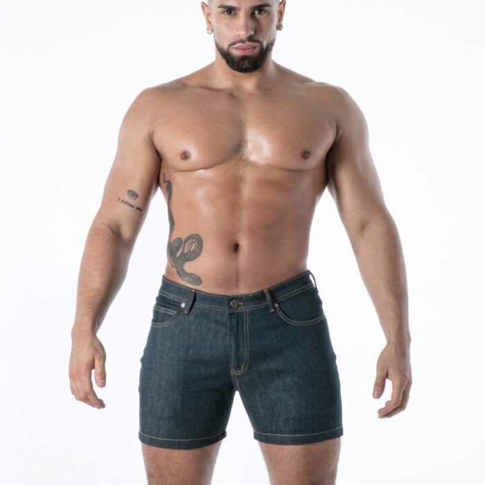 RAW DENIM BACKLESS SHORT