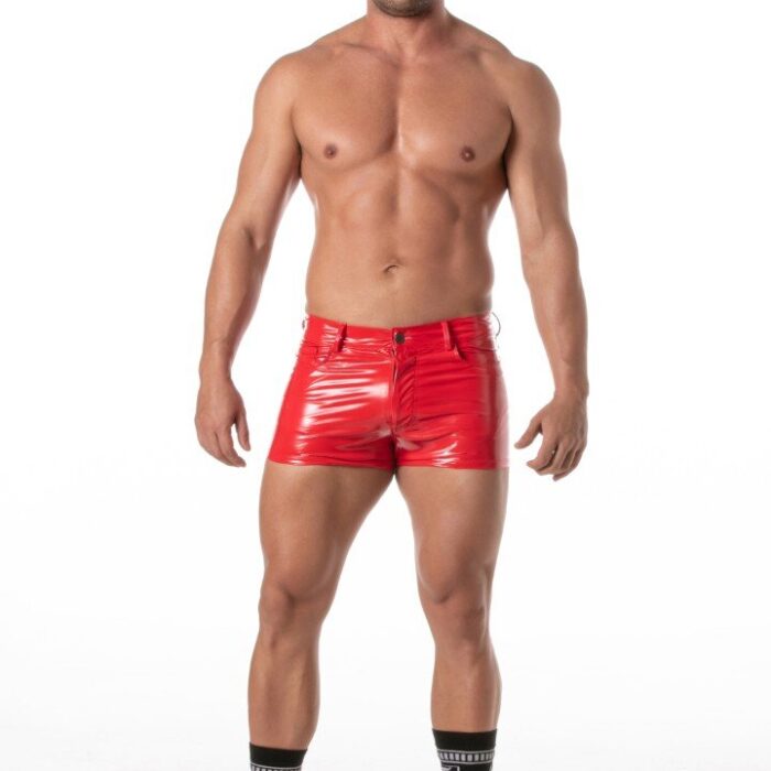 VINYL 5 POCKET MID-THIGH SHORTS