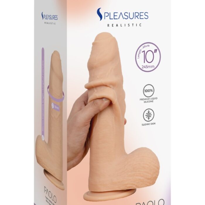 LIQUID SILICONE SLIDING SKIN DILDO WIDE 10''-FLESH