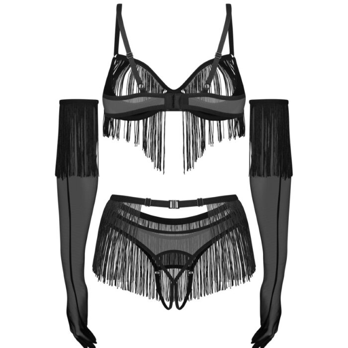 ROSSAY BLACK 4-PCS CROTCHLESS SET
